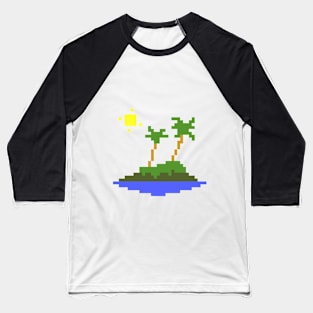 Minimalistic Tropical Pixel Art Island Baseball T-Shirt